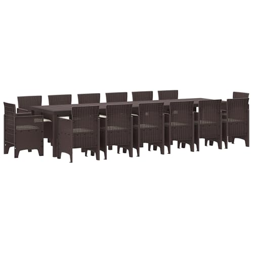 vidaXL 15-teiliges Garten Esszimmer Set mit Kissen Braun Poly-Rattan von vidaXL