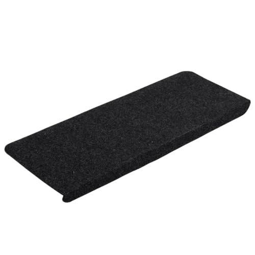 vidaXL Stufenmatten 15Stk., Treppenmatten mit Klebestreifen, Treppenteppich Selbstklebend, Treppenstufenmatte Treppenschutz, 65x24,5x3,5cm Schwarz von vidaXL