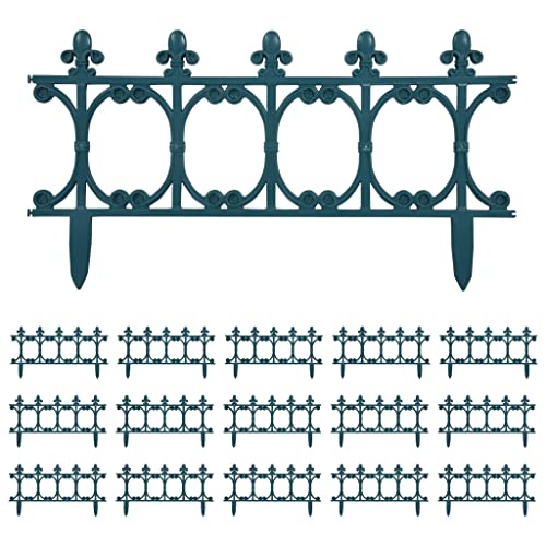 vidaXL 16x Rasenkante Beetumrandung Beeteinfassung Raseneinfassung Zierzaun Zaun Ziergitter Beetzaun Beetabgrenzung Beet Einfassung Grün 10m PP von vidaXL