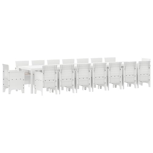 vidaXL 17-teiliges Garten-Dining-Set Weiß Poly-Rattan | Sitze 16 Rechtecktisch 200X100X73 cm langlebige Outdoor-Möbel UV-beständiges modernes Design für Balkon zeitgenössisch vidaXL 17-teiliges Garten-Dining-Set Weiß Poly-Rattan | Sitze 16 Rechtecktisch 200X100X73 cm langlebige Outdoor-Möbel UV-beständiges modernes Design für Balkon zeitgenössisch von vidaXL