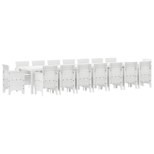 vidaXL 17-teiliges Garten-ESS-Set Weiß Poly-Rattan | Platz für 16 Rechtecktisch 350X100X73 cm Langlebige Möbel für draußen UV-beständig Modernes Design vidaXL 17-teiliges Garten-ESS-Set Weiß Poly-Rattan | Platz für 16 Rechtecktisch 350X100X73 cm Langlebige Möbel für draußen UV-beständig Modernes Design von vidaXL
