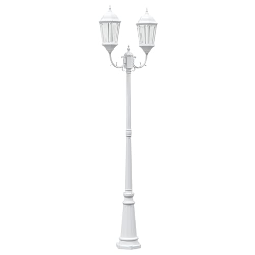 vidaXL 2er Set Gartenlampen 235 cm Weiß Aluminium Traditionelle Laterne Außenbeleuchtung Wegbeleuchtung Landschaftsleuchte Wetterfest Dekorativ von vidaXL
