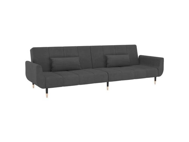 vidaXL 2-Sitzer, Schlafsofa 2-Sitzer mit 2 Kissen Dunkelgrau Samt von vidaXL