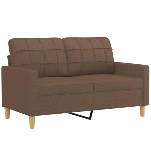 vidaXL Sofa 2 Sitzer, Couch für Wohnzimmer, Polstersofa mit Metallgestell, Loungesofa Zweisitzer Wohnzimmersofa Wohnzimmermöbel, Braun Stoff von vidaXL