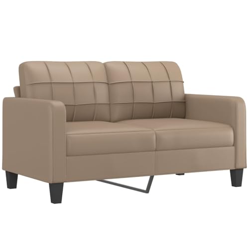 vidaXL Sofa 2 Sitzer, Couch für Wohnzimmer, Polstersofa mit Metallgestell, Loungesofa Zweisitzer Wohnzimmersofa Wohnzimmermöbel, Cappuccino Braun Kunstleder von vidaXL