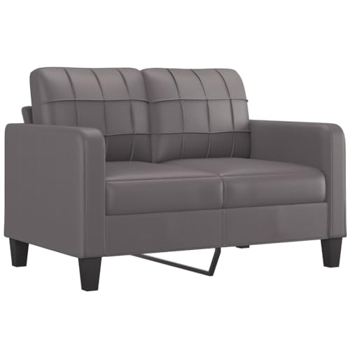 vidaXL Sofa 2 Sitzer, Couch für Wohnzimmer, Polstersofa mit Metallgestell, Loungesofa Zweisitzer Wohnzimmersofa Wohnzimmermöbel, Grau Kunstleder von vidaXL