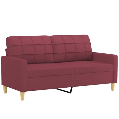 vidaXL Sofa 2 Sitzer, Couch für Wohnzimmer, Polstersofa mit Metallgestell, Loungesofa Zweisitzer Wohnzimmersofa Wohnzimmermöbel, Weinrot Stoff von vidaXL