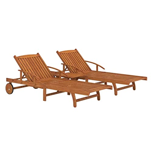 vidaXL 2-TLG. Sonnenliegen-Set mit Tisch Massivholz Akazie, Sonnenliege, Liegestuhl, Liege, Sonnenliegen, Liegestühle, Liege, Gartenliege von vidaXL