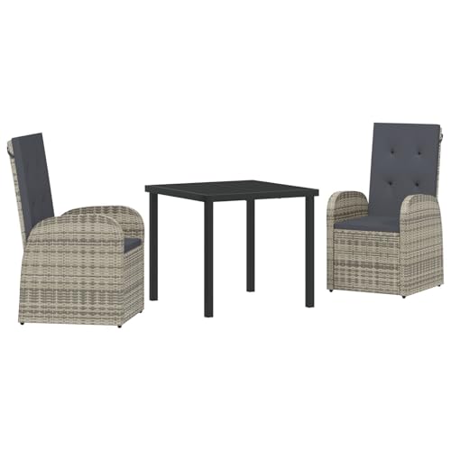 vidaXL 7-TLG. Garten-Essgruppe mit Kissen Grau Poly Rattan vidaXL 7-TLG. Garten-Essgruppe mit Kissen Grau Poly Rattan von vidaXL