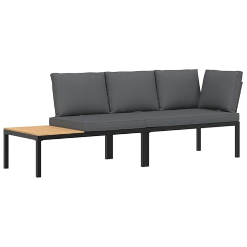 vidaXL Garten Sofa Garnitur 2-TLG., Gartenmöbel Set mit Kissen, Sitzgruppe für Garten Terrasse, Gartenbank Lounge Modular, Schwarz Aluminium vidaXL Garten Sofa Garnitur 2-TLG., Gartenmöbel Set mit Kissen, Sitzgruppe für Garten Terrasse, Gartenbank Lounge Modular, Schwarz Aluminium von vidaXL