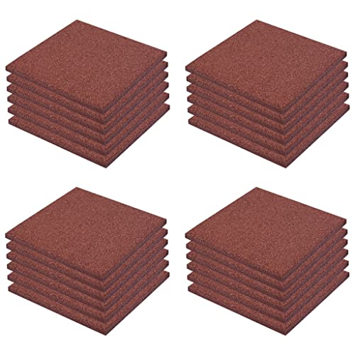 vidaXL 24x Fallschutzmatte Gummi 50x50x3 cm Rot Matte Gummimatte Spielplatz von vidaXL