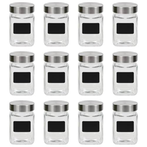 vidaXL 24x Vorratsglas mit Aufkleber Vorratsgläser Vorratsdosen Einmachglas Einmachgläser Marmeladengläser Einweckgläser Gewürzgläser Glas 300ml von vidaXL