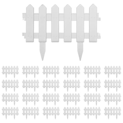 vidaXL 25x Rasenkante Beetumrandung Beeteinfassung Raseneinfassung Zierzaun Zaun Ziergitter Beetzaun Beetabgrenzung Beet Einfassung Weiß 10m PP von vidaXL