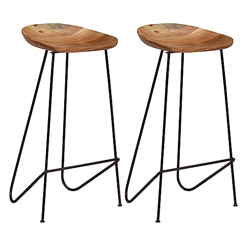 vidaXL 2X Akazie Massivholz Barhocker Barstuhl Küchenhocker Tresenhocker Thekenhocker Bistrohocker Bistrostuhl Hocker Stuhl Küche Bar 41x36x76 cm von vidaXL
