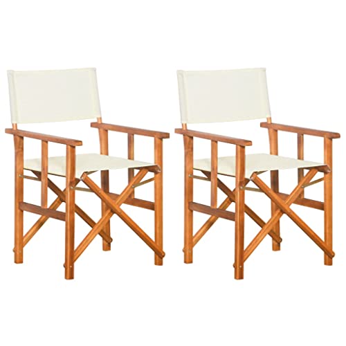vidaXL 2X Akazienholz Massiv Regiestuhl Klappstuhl Gartenstuhl Stuhl Holzstuhl Faltstuhl Gartenmöbel Campingstuhl Essstuhl Regiesessel Garten von vidaXL