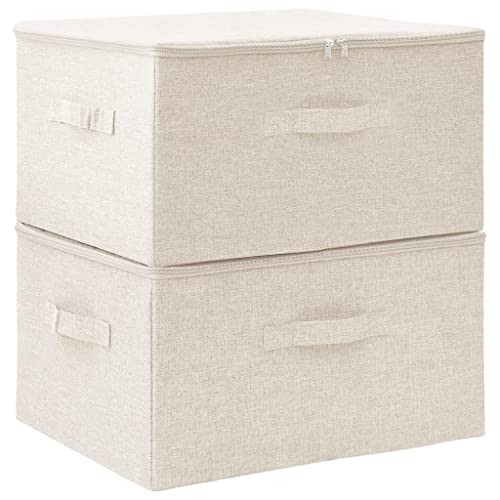 vidaXL 2X Aufbewahrungsbox Spielzeugkiste Spielzeugbox Stoffbox Faltkiste Faltbox Regalkorb Kiste Korb Box Organizer Stoff 43x34x23cm Creme von vidaXL