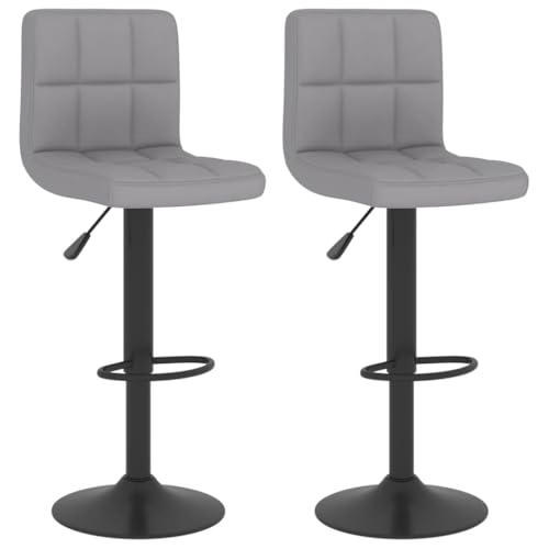 vidaXL 2X Barhocker Drehbar Höhenverstellbar Küchenhocker Barstuhl Tresenhocker Thekenhocker Tresenstuhl Bistrohocker Bar Stuhl Hocker Hellgrau Stoff von vidaXL