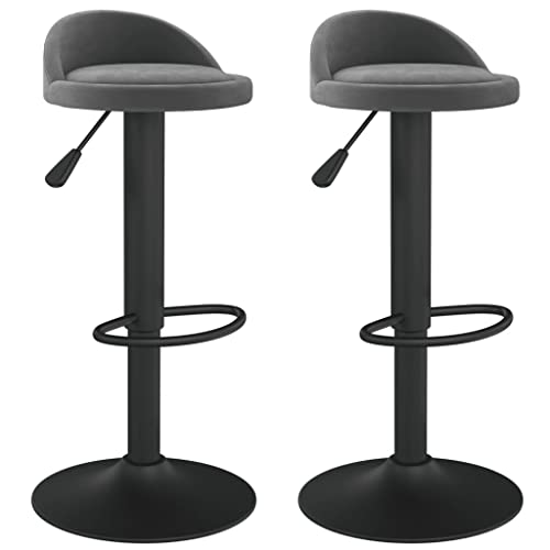 vidaXL 2X Barhocker Drehbar Höhenverstellbar Küchenhocker Barstuhl Tresenhocker Tresenstuhl Thekenhocker Bistrohocker Bar Stuhl Hocker Dunkelgrau Samt von vidaXL