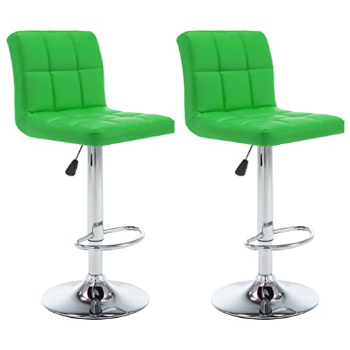 vidaXL 2X Barhocker Höhenverstellbar Barstuhl Tresenhocker Bistrohocker Thekenhocker Küchenhocker Thekenstuhl Tresenstuhl Grün Kunstleder von vidaXL