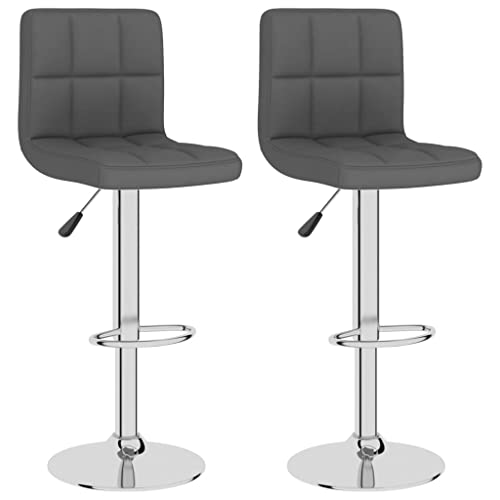 vidaXL 2X Barhocker Höhenverstellbar Drehbar Küchenhocker Barstuhl Tresenhocker Thekenhocker Tresenstuhl Bistrohocker Bar Stuhl Hocker Dunkelgrau Stoff von vidaXL