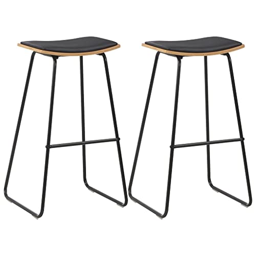 vidaXL 2X Barhocker mit Kunstledersitzen Barstuhl Küchenhocker Tresenhocker Thekenhocker Tresenstuhl Hocker Küchenstuhl Esszimmerstuhl Schwarz Stahl von vidaXL