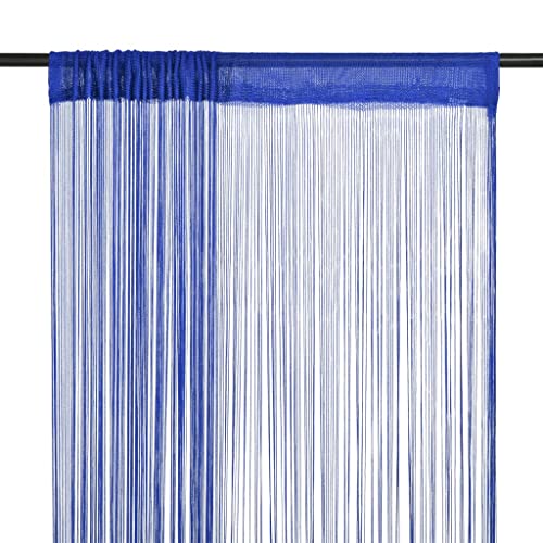 vidaXL 2X Fadenvorhang Vorhang Dekovorhang Raumteiler Türvorhang Fadengardine Gardine Fenstervorhang Fadenvorhänge Vorhänge 140x250cm Blau von vidaXL