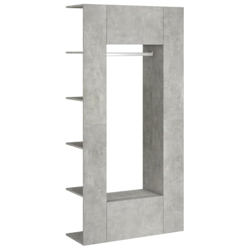 vidaXL 2X Flurschrank Kleiderschrank Garderobenschrank Dielenschrank Garderobe Flurgarderobe mit Regalen Kleiderstangen Fächern Betongrau Holzwerkstoff von vidaXL