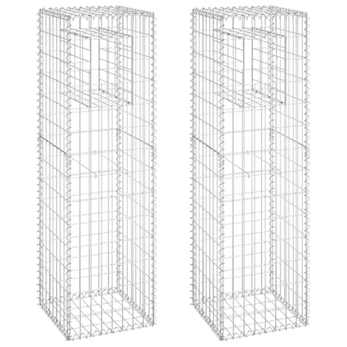 vidaXL 2X Gabionensäule Gabionen Gabione Säule Säulen Steingabionen Steinkorb Drahtkorb Gabionenkorb Terrasse Garten 40x40x140cm Eisen von vidaXL