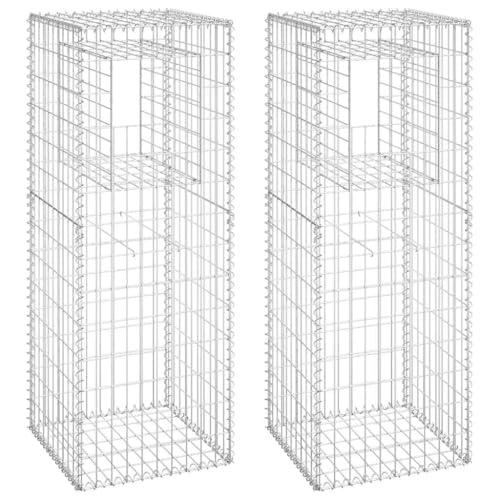 vidaXL 2X Gabionensäule Gabionen Gabione Säule Säulen Steingabionen Steinkorb Drahtkorb Gabionenkorb Terrasse Garten 50x50x140cm Eisen von vidaXL