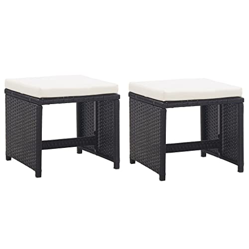 vidaXL 2X Gartenhocker mit Sitzkissen Sitzhocker Hocker Rattanhocker Gartenmöbel Fußhocker Garten Balkon Terrasse Poly Rattan Schwarz vidaXL 2X Gartenhocker mit Sitzkissen Sitzhocker Hocker Rattanhocker Gartenmöbel Fußhocker Garten Balkon Terrasse Poly Rattan Schwarz von vidaXL
