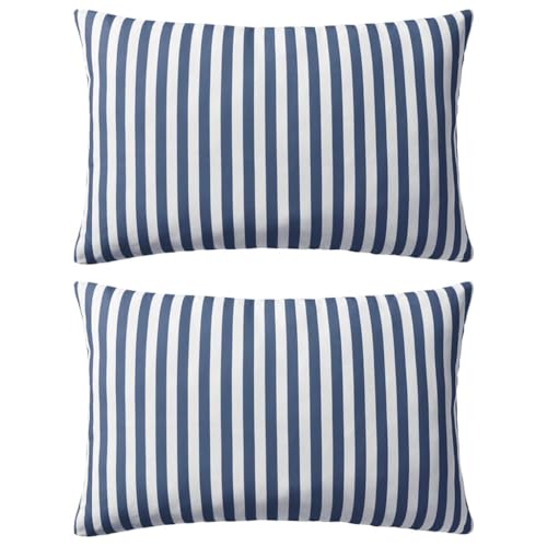 vidaXL 2X Gartenkissen Streifenmuster mit Reißverschluss UV-beständig Wasserbeständig Dekokissen Sofakissen Zierkissen Außen Garten 60x40cm Marineblau von vidaXL