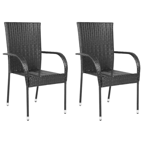 vidaXL 2X Gartenstuhl Poly Rattan Balkonstuhl Essstuhl Stapelstuhl Gartenmöbel von vidaXL