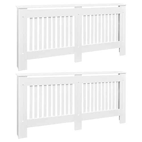 vidaXL 2X Heizkörperverkleidung Weiß MDF 172cm Heizung Abdeckung Heizkörper von vidaXL