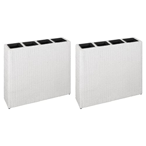 vidaXL 2X Hochbeet mit 4 Töpfen Blumenkübel Blumentopf Pflanzkübel Sichtschutz Pflanzgefäß Blumenkasten Pflanztopf Poly Rattan Weiß vidaXL 2X Hochbeet mit 4 Töpfen Blumenkübel Blumentopf Pflanzkübel Sichtschutz Pflanzgefäß Blumenkasten Pflanztopf Poly Rattan Weiß von vidaXL