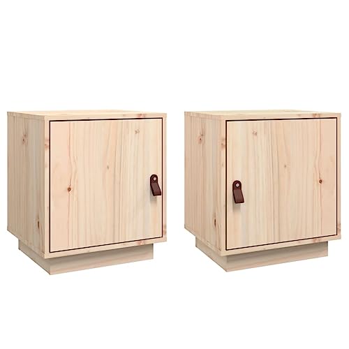 vidaXL 2X Nachttisch mit 2 Fächern Nachtschrank Nachtkonsole Nachtkommode Schlafzimmer Schrank Kommode Nachtkästchen 40x34x45cm Massivholz Kiefer von vidaXL