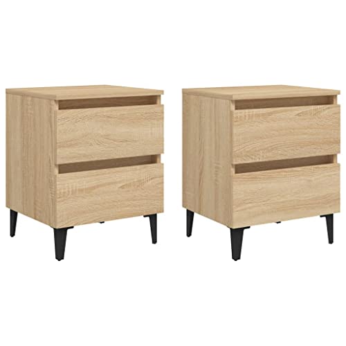 vidaXL 2X Nachttisch mit 2 Schubladen Metallbeinen Nachtschrank Nachtkonsole Nachtkommode Schlafzimmer Schrank Kommode Sonoma-Eiche 40x35x50cm Holzwerkstoff vidaXL 2X Nachttisch mit 2 Schubladen Metallbeinen Nachtschrank Nachtkonsole Nachtkommode Schlafzimmer Schrank Kommode Sonoma-Eiche 40x35x50cm Holzwerkstoff von vidaXL