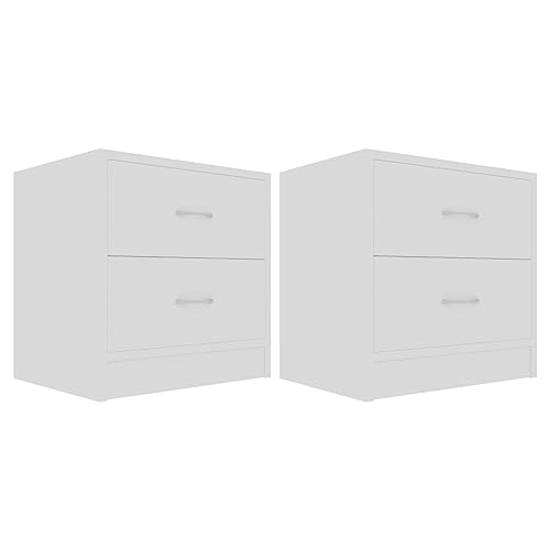 vidaXL 2X Nachttisch mit 2 Schubladen Nachtschrank Nachtkommode Nachtkonsole Schlafzimmer Kommode Schrank Nachtschränkchen Weiß 40x30x40cm Holzwerkstoff von vidaXL