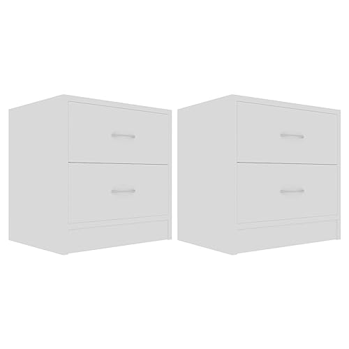 vidaXL 2X Nachttisch mit 2 Schubladen Nachtschrank Nachtkommode Nachtkonsole Schlafzimmer Kommode Schrank Nachtschränkchen Weiß 40x30x40cm Holzwerkstoff von vidaXL