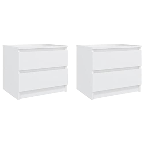 vidaXL 2X Nachttisch mit 2 Schubladen Nachtschrank Nachtkonsole Nachtkommode Schlafzimmer Schrank Kommode Weiß 50x39x43,5cm Holzwerkstoff von vidaXL