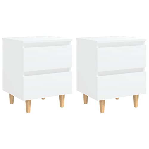 vidaXL 2X Nachttisch mit Kiefernholz-Beinen 2 Schubladen Nachtschrank Nachtkonsole Nachtkommode Schlafzimmer Schrank Kommode Weiß 40x35x50cm vidaXL 2X Nachttisch mit Kiefernholz-Beinen 2 Schubladen Nachtschrank Nachtkonsole Nachtkommode Schlafzimmer Schrank Kommode Weiß 40x35x50cm von vidaXL