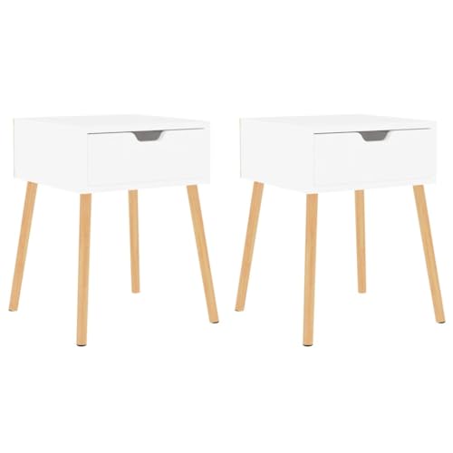vidaXL 2X Nachttisch mit Schublade Nachtschrank Nachtkonsole Nachtkommode Schlafzimmer Schrank Kommode Telefontisch Weiß 40x40x56cm Holzwerkstoff von vidaXL