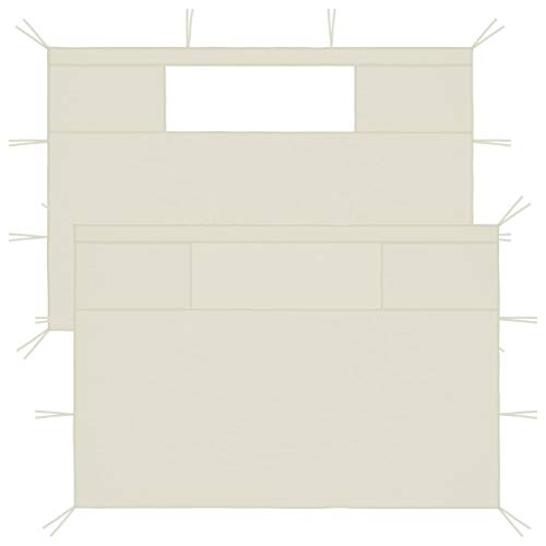 vidaXL 2X Pavillon Seitenwand mit Fenstern Seitenteil Seitenplane Seitenwände Zeltplane für Partyzelt Festzelt Gartenzelt Pergola Creme 70g/m² von vidaXL