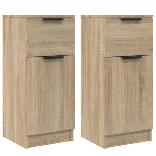 vidaXL 2X Sideboard Kommode Anrichte Schrank Beistellschrank Mehrzweckschrank Standschrank Wohnzimmer Sonoma-Eiche 30x30x70cm Holzwerkstoff von vidaXL