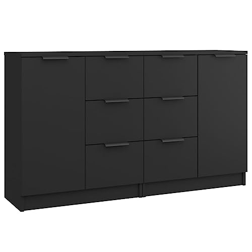 vidaXL 2X Sideboard Kommode Anrichte Schrank Beistellschrank Mehrzweckschrank Standschrank mit Schubladen Türen Schwarz 60x30x70cm Holzwerkstoff vidaXL 2X Sideboard Kommode Anrichte Schrank Beistellschrank Mehrzweckschrank Standschrank mit Schubladen Türen Schwarz 60x30x70cm Holzwerkstoff von vidaXL