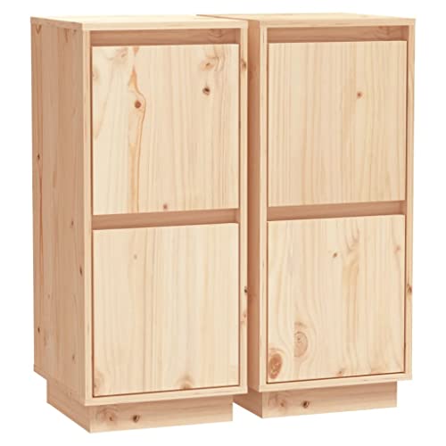 vidaXL 2X Sideboard mit 2 Türen Kommode Anrichte Schrank Beistellschrank Mehrzweckschrank Standschrank Holzschrank 31,5x34x75cm Massivholz Kiefer von vidaXL