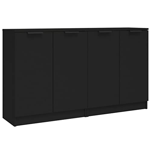 vidaXL 2X Sideboard mit Türen Kommode Anrichte Schrank Beistellschrank Mehrzweckschrank Standschrank Schwarz 60x30x70cm Holzwerkstoff von vidaXL