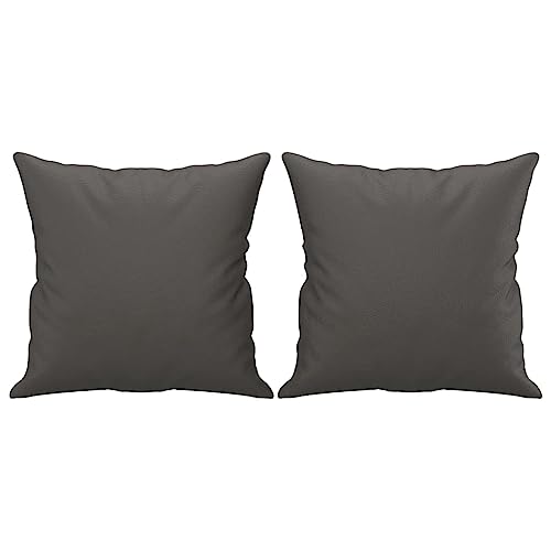 vidaXL 2X Sofakissen Quadratisch Couchkissen Dekokissen Kopfkissen Zierkissen Dekorative Kissen Wurfkissen Rückenkissen Grau 40x40cm Kunstleder von vidaXL