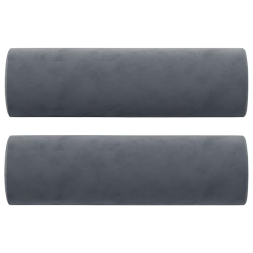 vidaXL 2X Sofakissen Rollkissen Couchkissen Dekokissen Kopfkissen Zierkissen Dekorative Kissen Wurfkissen Nackenkissen Dunkelgrau Ø15x50cm Samt von vidaXL