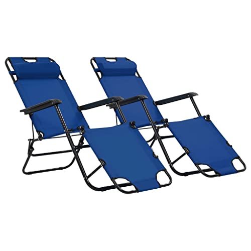 vidaXL 2X Sonnenliege Klappbar Blau Gartenliege Strandliege Stuhl Camping von vidaXL