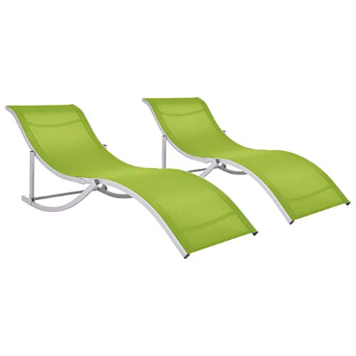 vidaXL 2X Sonnenliege Klappbar Gartenliege Liegestuhl Liege Saunaliege Gartenmöbel Relaxliege Strandliege Lounge Garten Grün Textilene von vidaXL